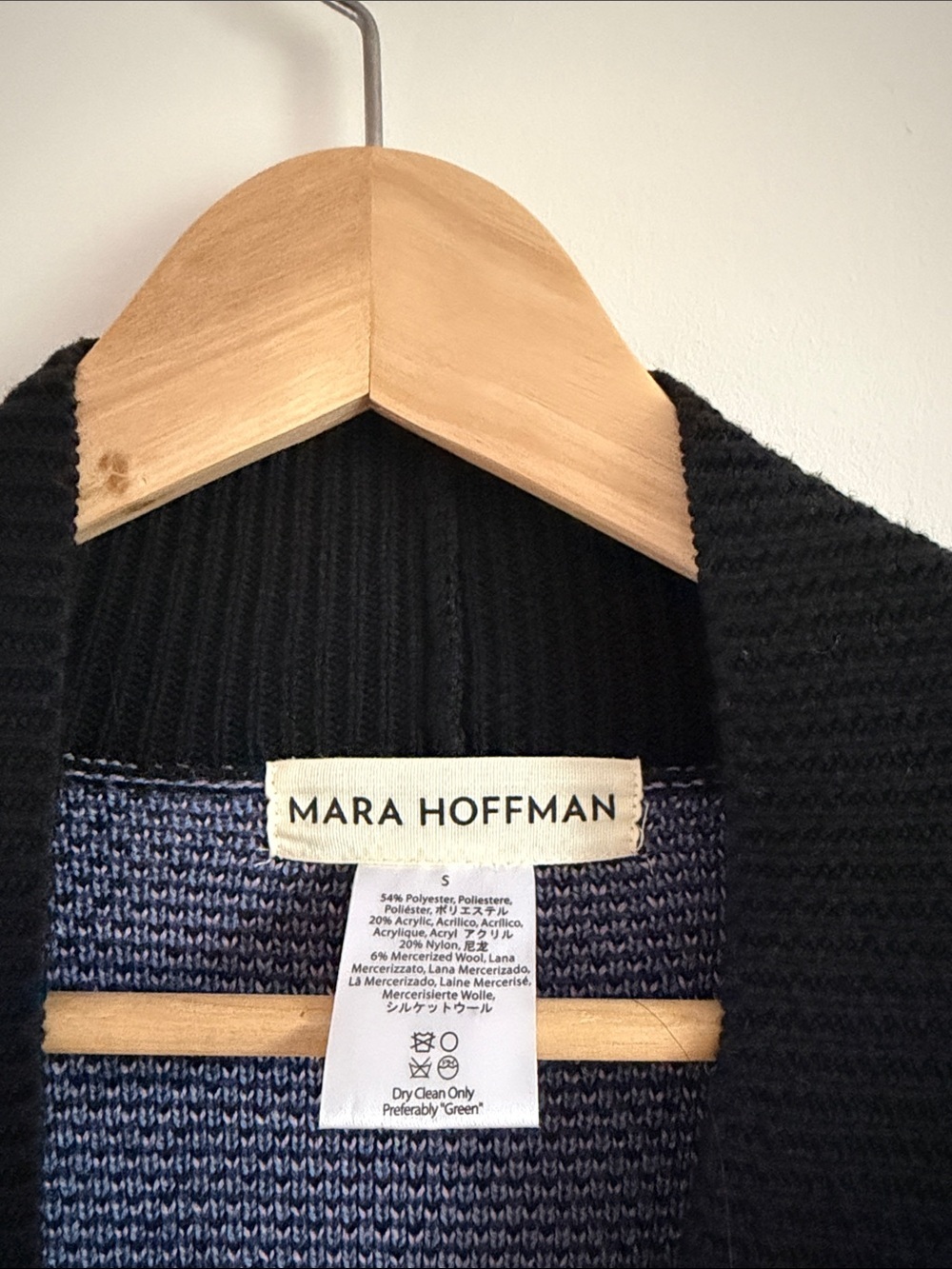 Mara Hoffman RARE Long Knit Cardigan Geometric Blue Purple Black Fall Sweater S - Picture 4 of 10